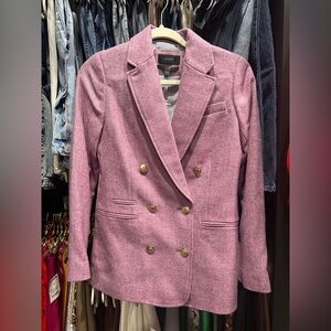 J. Crew Mauve Double-Breasted Blazer with Gold Buttons